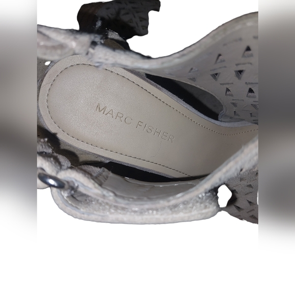 Marc Fisher Leather Suede Laser Cut Espadrille Wedge Open Toe Sandals si… - Picture 7 of 10